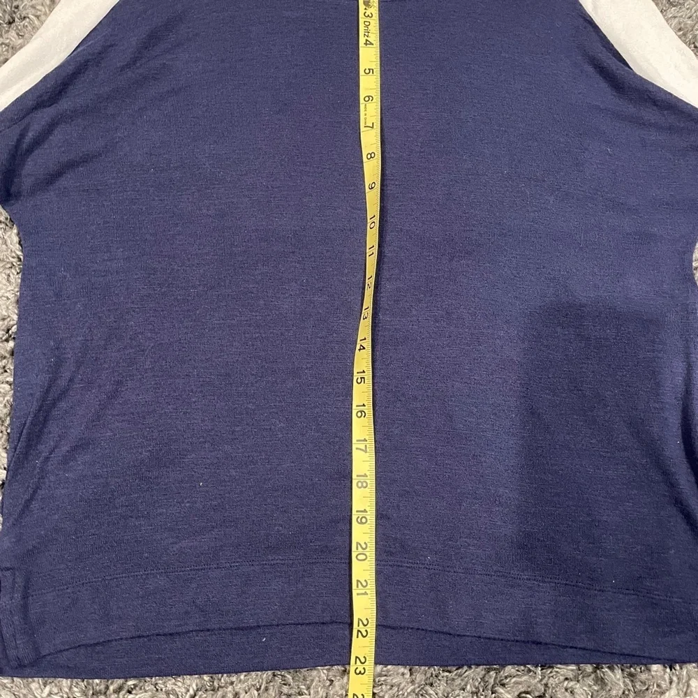 Gap Womens Sweater Navy Blue White ColorBlock Stretch Jewel Neck Size Medium